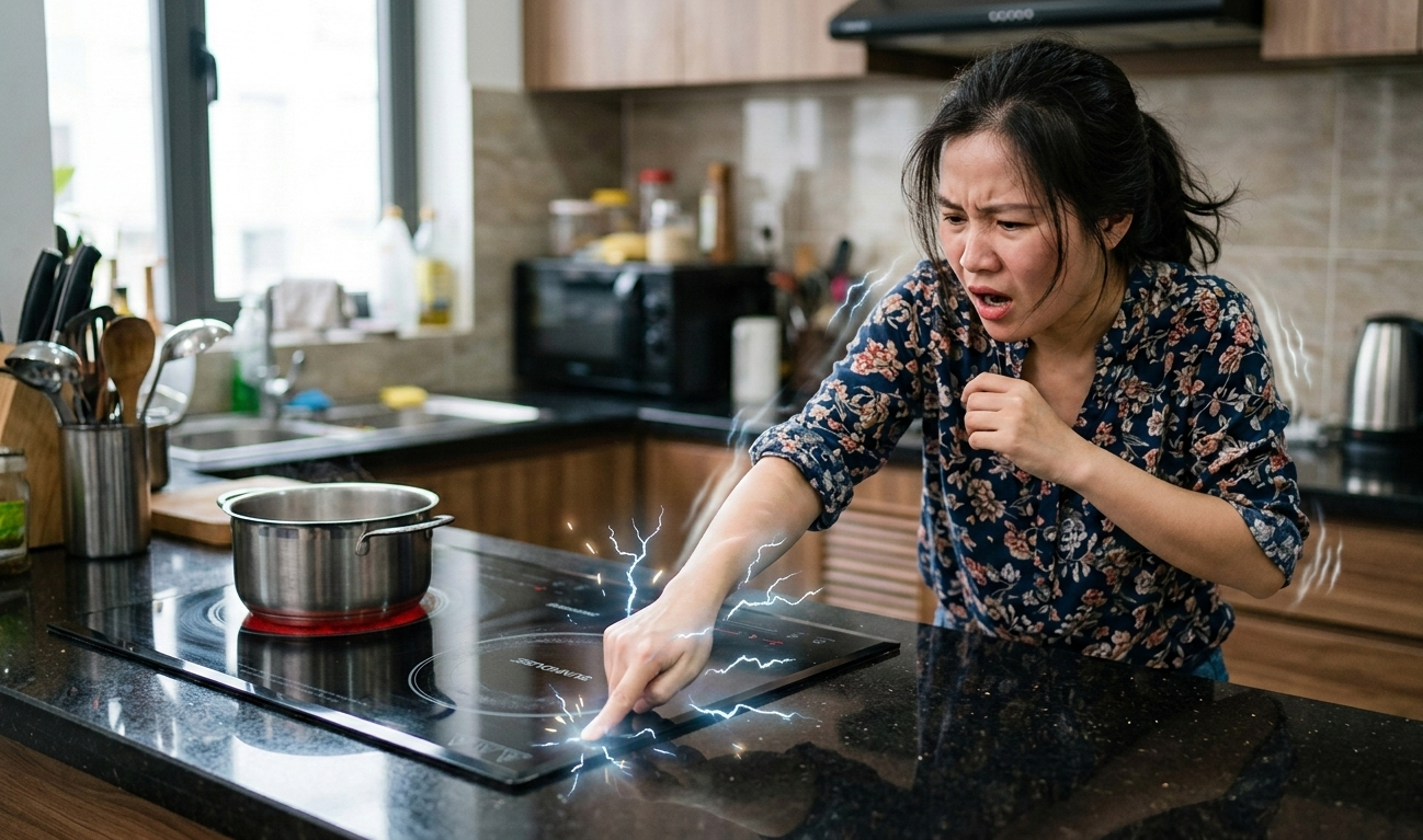 5 cách khắc phục phòng bị nhiễm điện khi dùng bếp từ nội địa Nhật 8 Nhiễm điện khi dùng bếp từ